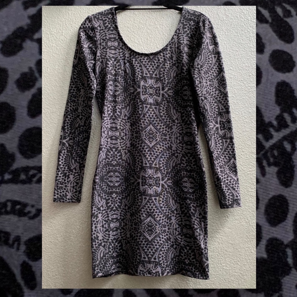 Volcom Bodycon Gray Geometric Dress Small
